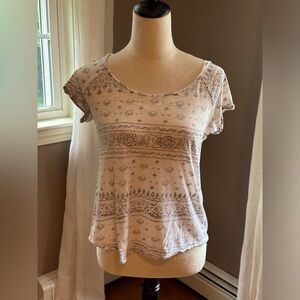 Lucky Brand, soft white tee with blue print